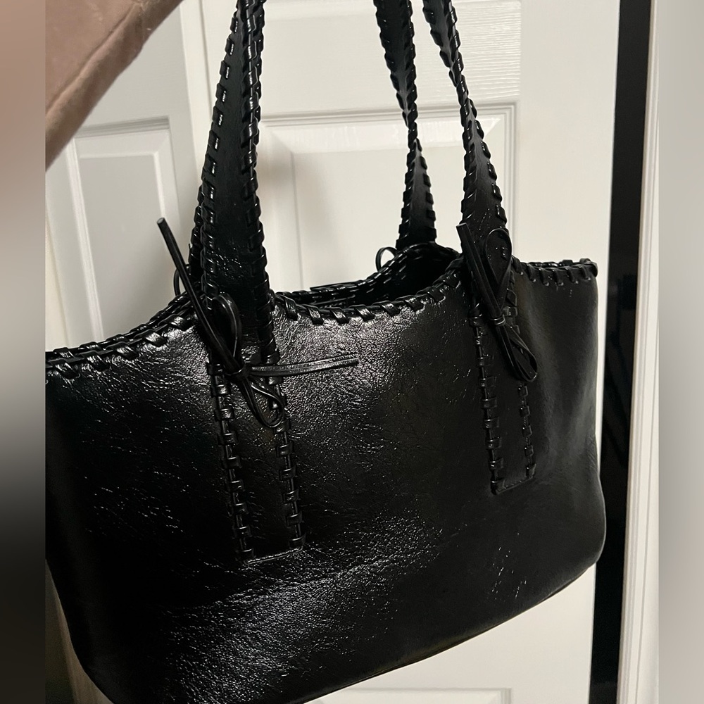 NWT Anthropologie Melie Blanco Whipstitch Tote Bag 🖤☕️🎀